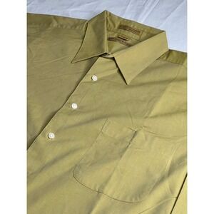Milano Uomo Mens Dress Shirt Long‎ Sleeve Button Front Casual Beige Size 17 1/2